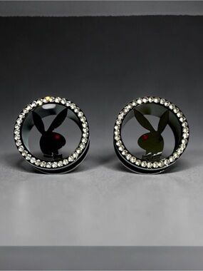 Playboy Bunny CZ 3/4” 19 MM 316L Surgical Steel Screw Fit Tunnels